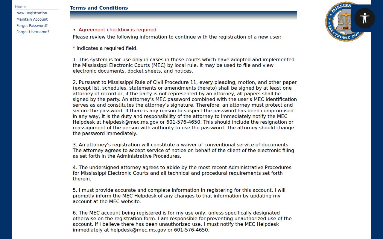 Bolivar County case lookup PAMEC terms and search charges