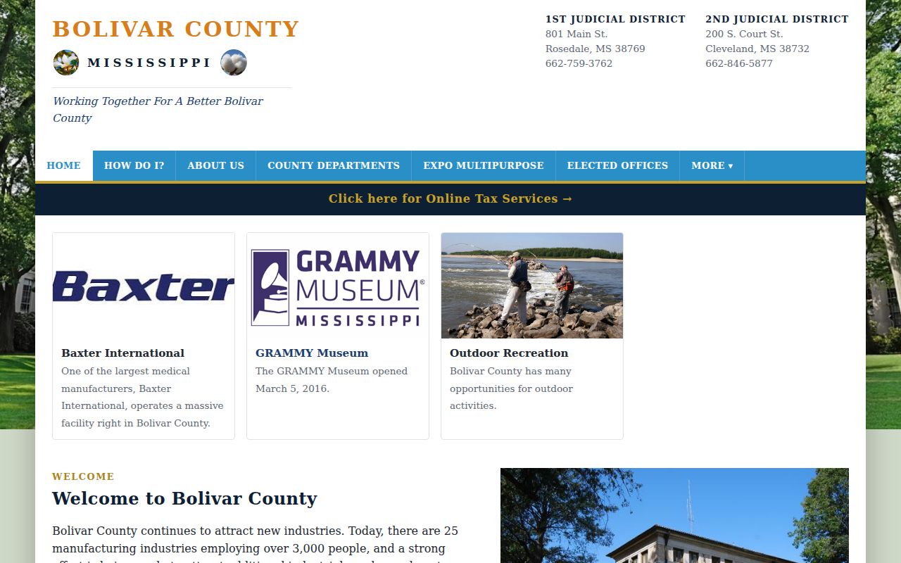 Bolivar County court docket county government home page
