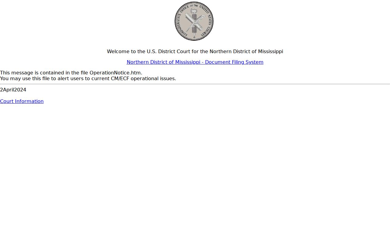 Bolivar County court docket federal CM ECF distinction