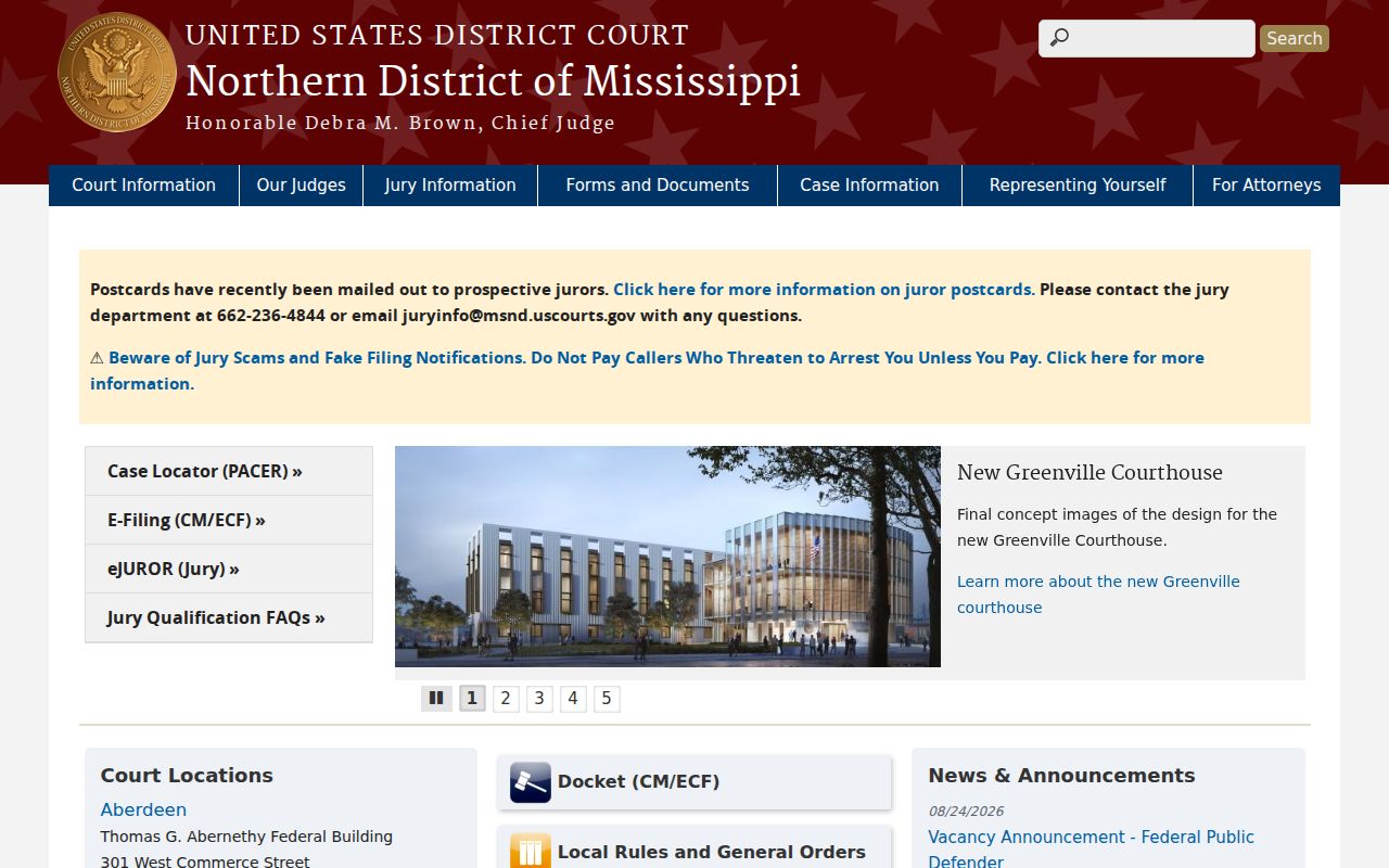 Bolivar County court docket Northern District federal court route